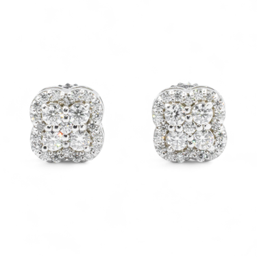 White 14k White Gold Lab Diamond Cluster Earrings 0.49 ctw